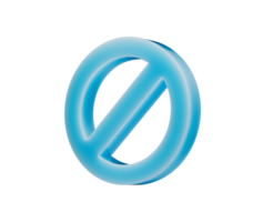 blue prohibition icon with a diagonal bar, symbolizing restriction or denial. 3d illustration png