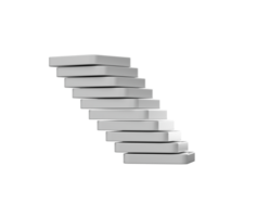 Stack of white rectangular blocks, slightly offset to create a leaning tower effect, 3D Illustration png