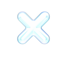 A sleek, iridescent 3D multiplication symbol with a soft, futuristic, and elegant look, 3d illustration png