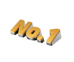 Number One No.1 Text Crafted In Silver And Gold Design With Radiant Metallic Finish, 3D Illustration png