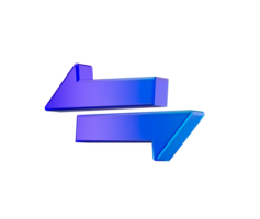 3D Shiny two arrows in purple and blue, pointing left and right. 3D Illustration. png
