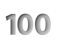 Sleek White Number 100 Hundred With Subtle Shadow Embossed Into Grey Background 3D Illustration png