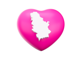 Pink Heart With Map Of Serbia 3d Illustration png