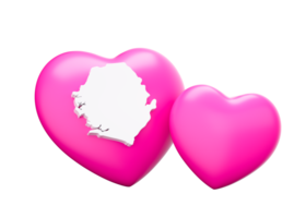 Shiny Pink Hearts With Map Of Sierra Leone 3d Illustration png