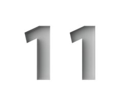 Sleek White Number 11 Eleven With A Subtle Shadow Embossed Into Grey Background 3D Illustration png