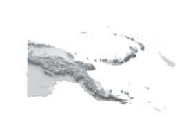 Papua New Guinea Map Gray And White Shaded Relief Textured Map On White Background 3D Illustration png