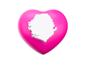 Pink Heart With Map Of Sierra Leone 3d Illustration png