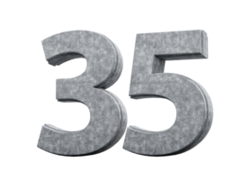 Concrete Number Thirty Five 35 Digit Made Of Grey Concrete Stone White 3d Illustration png