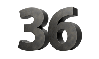 Number Thirty six 36 Digit Made Of Gray Smooth Cast Iron 3d Illustration png