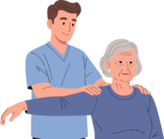 Caregiver Assisting Senior Woman with Gentle Support in a Compassionate Environment png