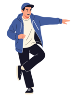 Energetic Young Man Dancing Cheerfully in Modern Lifestyle Setting with Dynamic Movements and Joyful Expression png