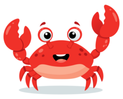 Cheerful and Playful Red Crab Cartoon Character with Bright Eyes and Happy Expression in a Marine Setting png
