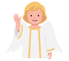 Cheerful Angel Waving in Heavenly Setting Symbolizing Spirituality and Divine Presence for Inspirational and Uplifting Themes png