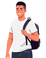 Happy Student with Backpack Ready for Learning and Educational Adventure in School or College Setting png