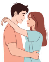 Happy Couple Embracing in a Romantic Setting, Showcasing Affection and Togetherness with Warm Smiles and Gentle Touches png