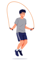 Happy Man Jumping Rope for Cardio Workout in Active and Healthy Lifestyle Focus on Exercise and Fitness Routine png