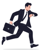 Businessman Commute Concept with Briefcase and Time Management Focus png