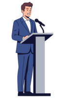 Professional Speaker at Podium Delivering Engaging Presentation png