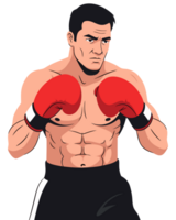 Athletic Male Boxer in Action Pose Ready for Competition, Showcasing Strength and Muscular Build in a Dynamic Sports Setting png
