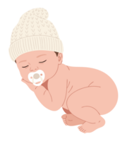 Cute Baby Sleeping Peacefully with Pacifier in Cozy Knitted Hat Ideal for Baby Products and Parenting Themes png