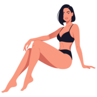Beautiful woman in stylish swimwear enjoying summer vacation, relaxed and carefree, embodying warmth and leisure, perfect for seasonal or lifestyle themes png