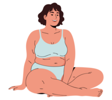 Empowering Plus-Size Woman Embracing Confidence and Self-Acceptance While Portraying Beauty in Lingerie png