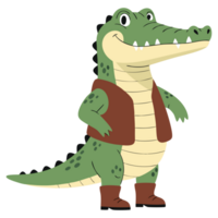 Cartoon Alligator Mascot Character Smiling Friendly in Playful Pose Perfect for Kids Themes and Educational Materials Related to Reptiles png