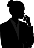 Silhouette of a Business Professional in Thoughtful Pose Representing Strategy and Planning in a Corporate Environment png