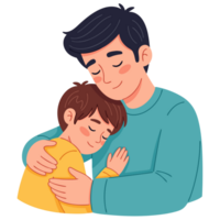 Emotional Bond Between Father and Son Embracing in a Loving Moment, Expressing Warmth and Support in Family Relationships png