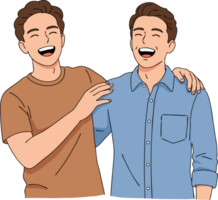 Two Happy Men Laughing Together in a Display of Joy and Camaraderie, Celebrating Their Friendship in a Lighthearted Moment png