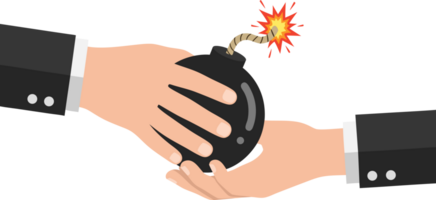 Business Risk in a Split-Second Decision Exchanging a Bomb Symbolizing High Stakes and Dangerous Choices in Corporate Environments png