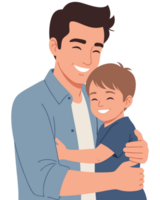 Heartwarming Scene of a Father Embracing His Young Son, Symbolizing Love, Family Bond, and Paternal Care in a Joyful and Cherished Moment png