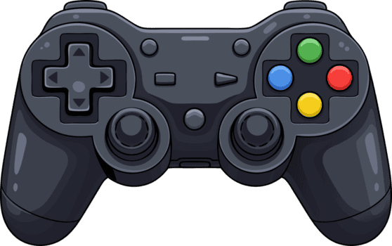 nero gioco controllore con colorato pulsanti per divertimento e gioco tecnologia uso nel telecomando da gioco impostare png