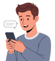 Engaging in Online Communication through Messaging on Smartphone, Illustrating Social Media Interaction Concept png