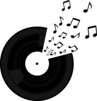 Retro Vinyl Record with Notes and Sound Waves Capturing Melody and Audio Vibes for Entertainment Use png