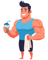 Fit Man Holding Protein Shake and Towel After Workout Embracing a Healthy Lifestyle with Strong Muscles and Motivating Energy png