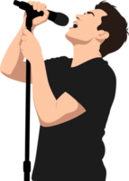 Dynamic Male Singer Performing on Stage at a Concert with Passionate Vocal Expression in the Spotlight of Entertainment Sector png