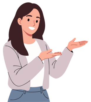 Happy Woman Explaining Concept with Gesture while Showing Guidance and Positivity in a Creative Setting png