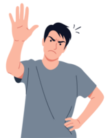 Angry Man Showing Stop Gesture Expressing Refusal and Disagreement in a Conceptual Illustration for Emotional Communication png