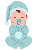 Adorable Baby in Sleepwear with Hat Peacefully Resting, Capturing the Essence of Infancy and Sweet Dreams png