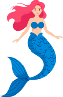 Enchanting Mermaid with Flowing Pink Hair Swimming Gracefully Underwater in a Magical Ocean Setting, Capturing the Essence of Fantasy and Wonder png