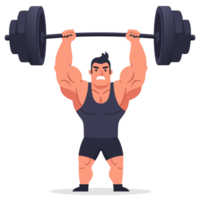 Powerful Man Lifting Heavy Barbell Symbolizing Determination and Strength in Weightlifting Concept png
