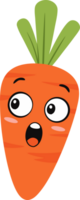 Cute and Cheerful Cartoon Carrot Character with Big Eyes and Excited Expression Perfect for Children's Illustrations and Educational Materials png