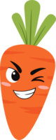 Cartoon Carrot Character Winking with a Playful Smile and Green Leaves on Top Perfect for Kids and Vegetable Related Themes png