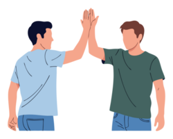 Two Men Celebrating Teamwork with High Fives in a Joyful Expression of Success and Collaboration During Their Achievement Moment png