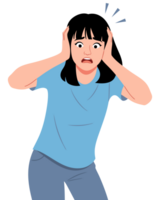 Stress and Anxiety Representation Worried Woman Biting Nails, Expressing Concern for Mental Health and Well-being in Illustrative Format png