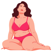 Empowering Plus-Size Woman in Lingerie Embracing Self-Acceptance and Beauty with Confidence and Positivity png