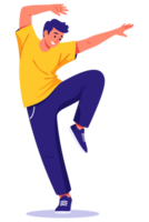 Energetic Man Dancing Joyfully in Hip Hop Style, Expressing Movement and Fun Through Dynamic Body Language png