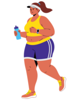 Energetic Woman Enjoying a Run in Sports Attire, Embracing a Healthy Lifestyle with a Positive Attitude and Hydration in Hand png