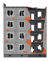 Conceptual Illustration of a Ruined Building After a War Disaster Depicting Collapse and Damage to Urban Structures png